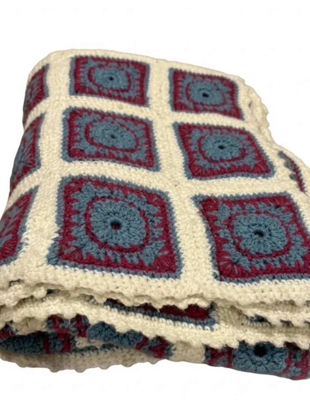 Handmade VTG Roseann/Big Bang Theory Granycore crochet afghan 70”x54”